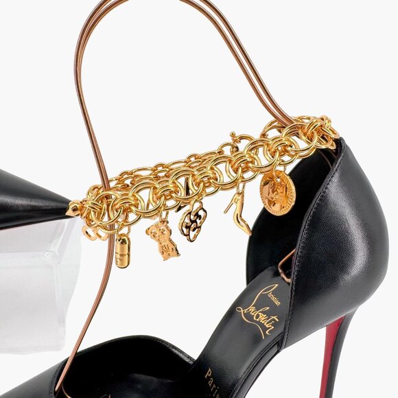 Christian Louboutin Gourmi Black Anklet Charm Pumps Heels Size 39.5 US 9.5 - Picture 8 of 16